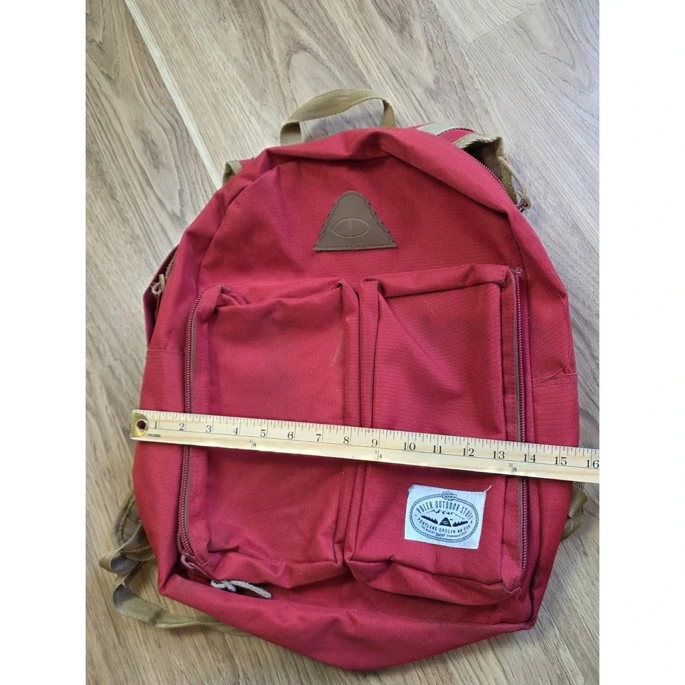 Poler‎ Outdoor Stuff Backpack Red Canvas Brown Leather Portland Oregon